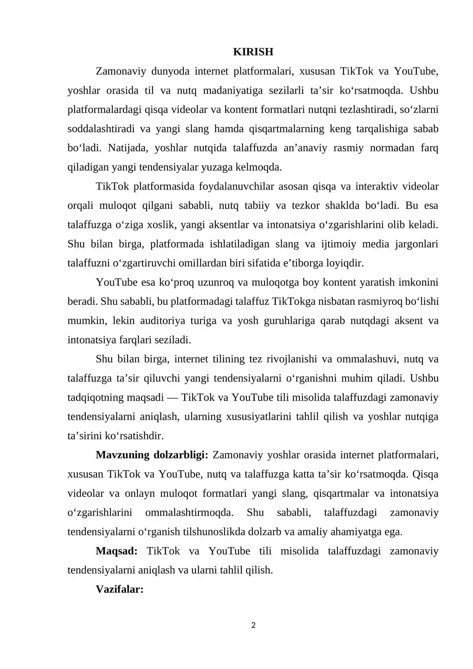TIKTOK, YOUTUBE TILI: TALAFFUZDAGI TENDENSIYALAR 2