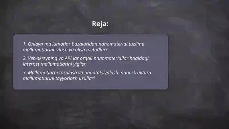 Nanomateriallar tuzilmalarini o'rganish 2