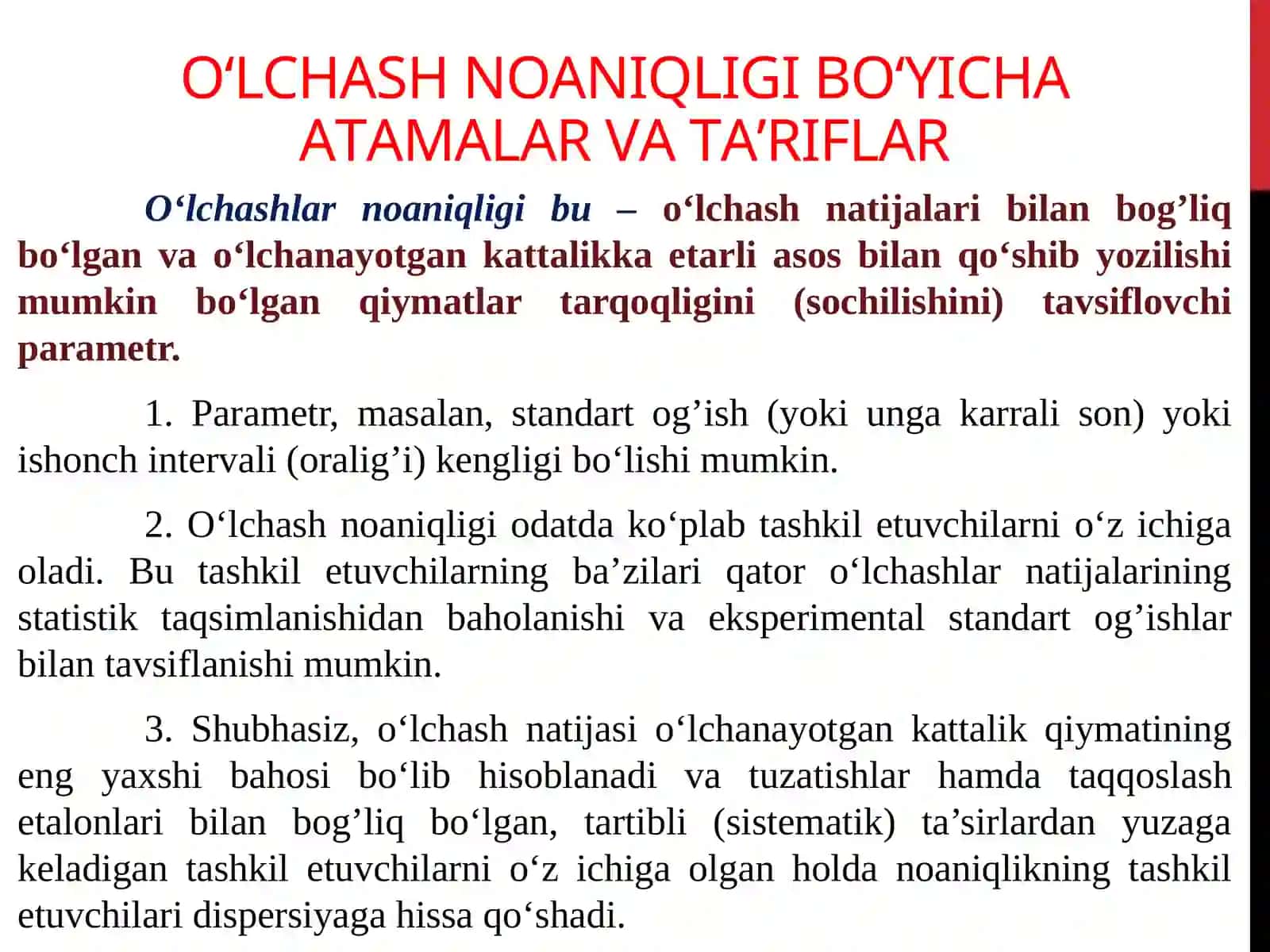 7-MА’RUZА.O‘LCHАSHLАR NОАNIQLIGI 2