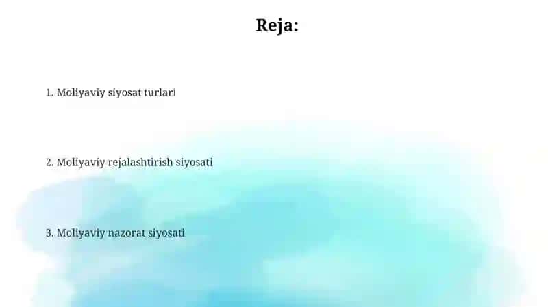 Moliyaviy siyosatning turlari 2