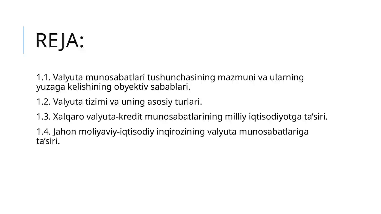 Xalqaro valyuta-kredit munosabatlariga kirish 2