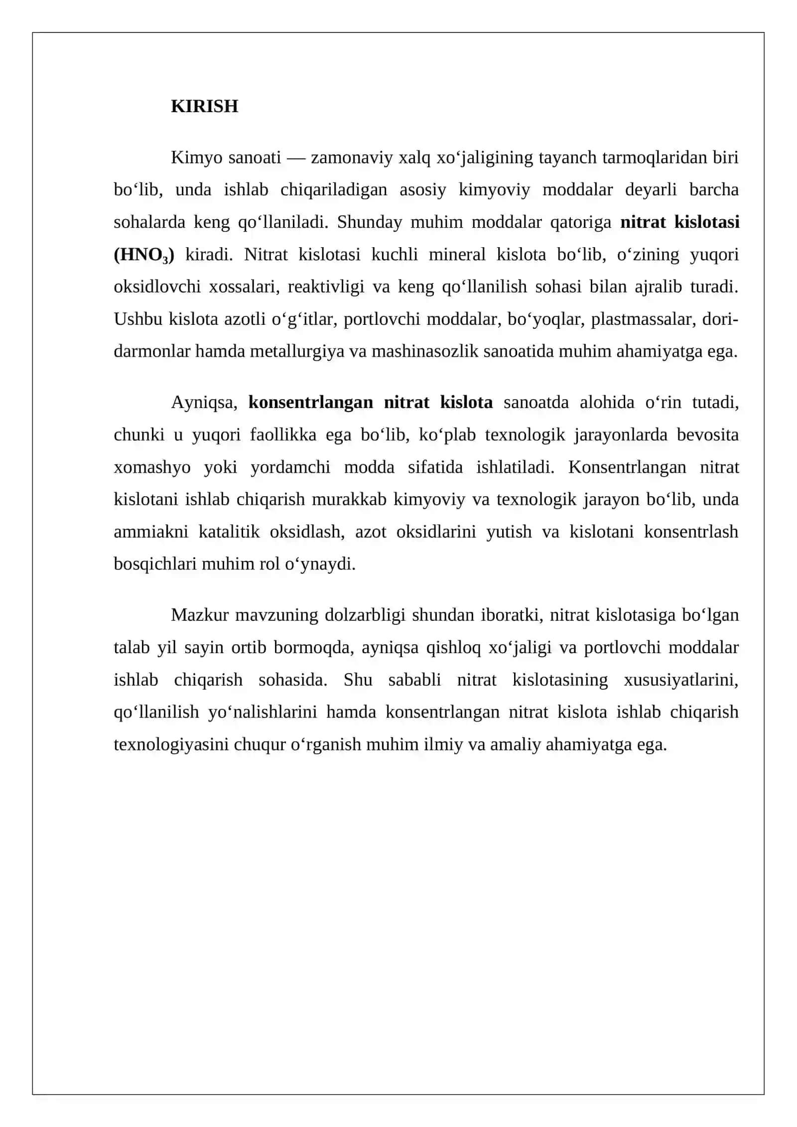 Nitrat kislotasi xususiyatlari va qo‘llanilishi. Konsentrlangan nitrat kislota ishlab chiqarish 2