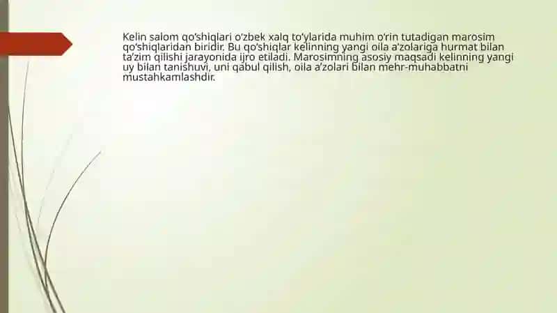 Kelin Salom Qoshiqlarining Marosim va Musiqiy Jihatlari 2