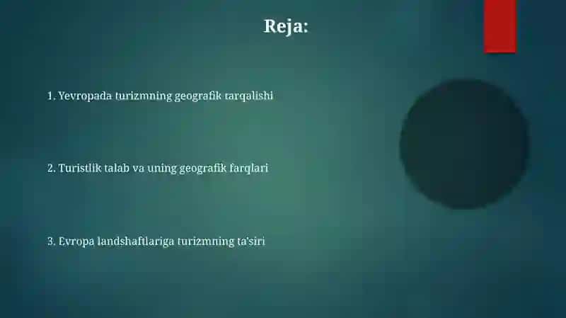 Yevropa mamlakatlari turizm geografiyasi 2