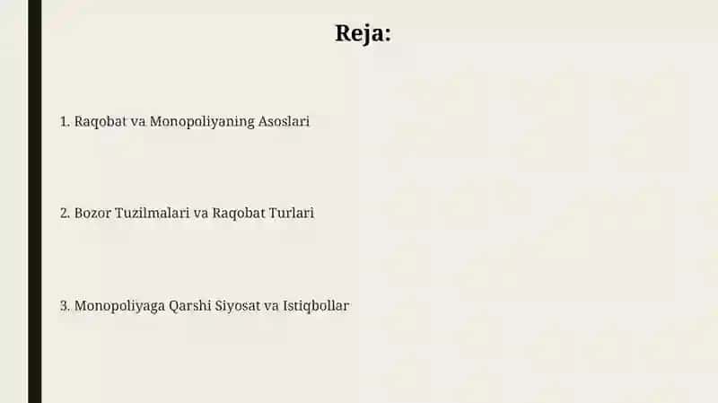 Raqobat va Monopoliya: Asosiy tushunchalar 2