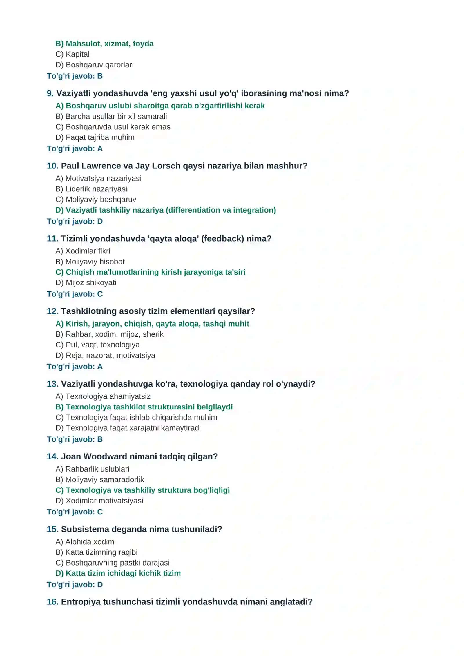 VAZIYATLI YONDASHUV VA TIZIMLI BOSHQARUV 2