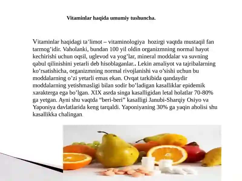 Vitaminlar haqida umumiy tushuncha 2