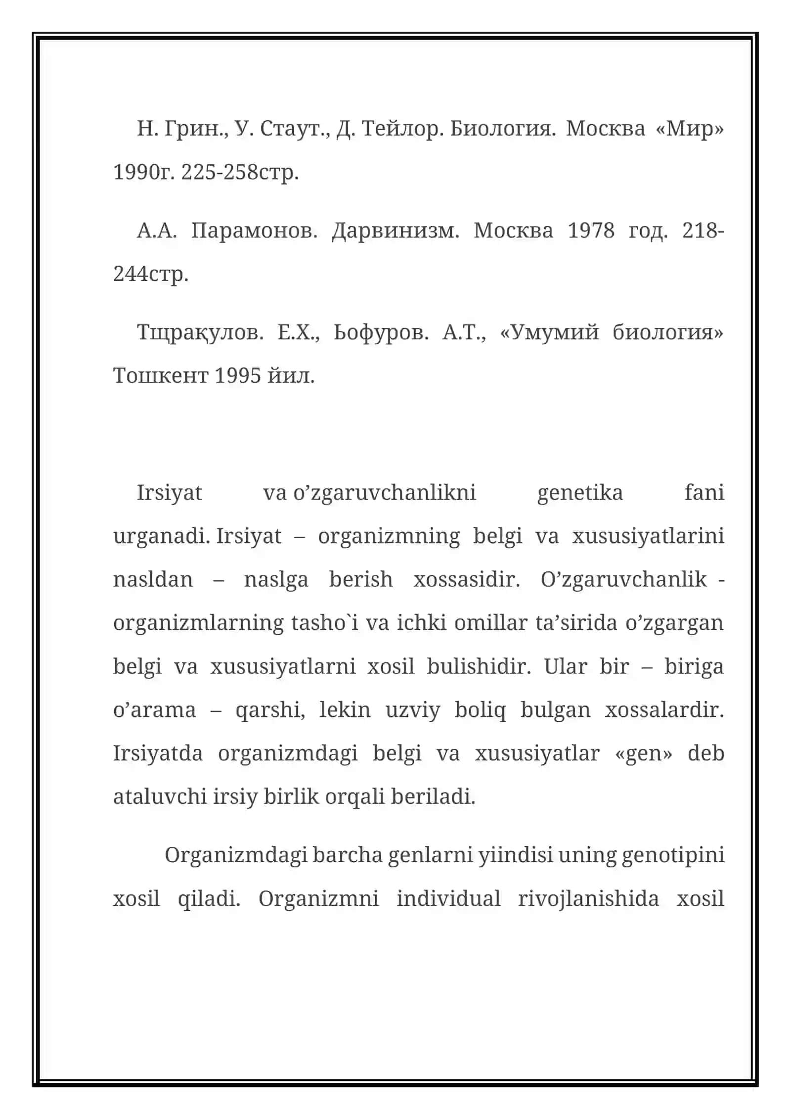 O’zgaruvchanlik. Uning Tibbiyotdagi O`rni 2
