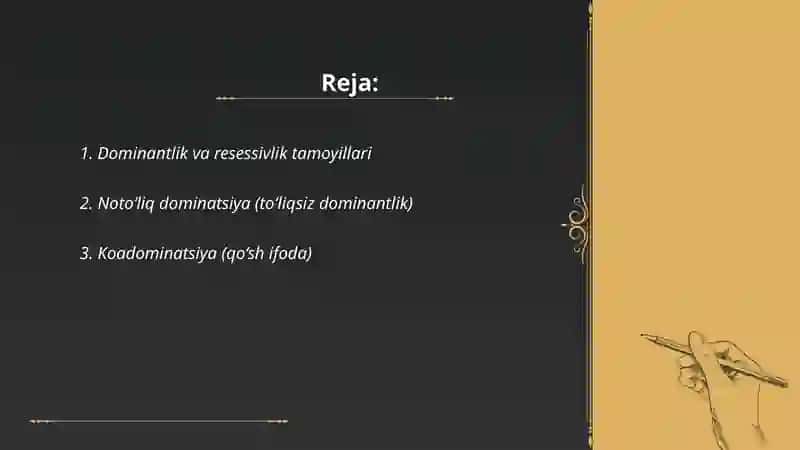 Dominantlik va resessivlik tamoyillari 2