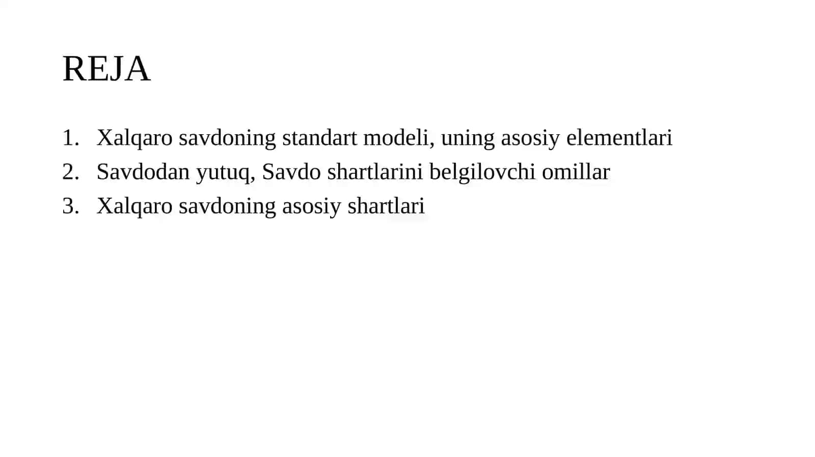 Xalqaro savdoning standart modeli 2