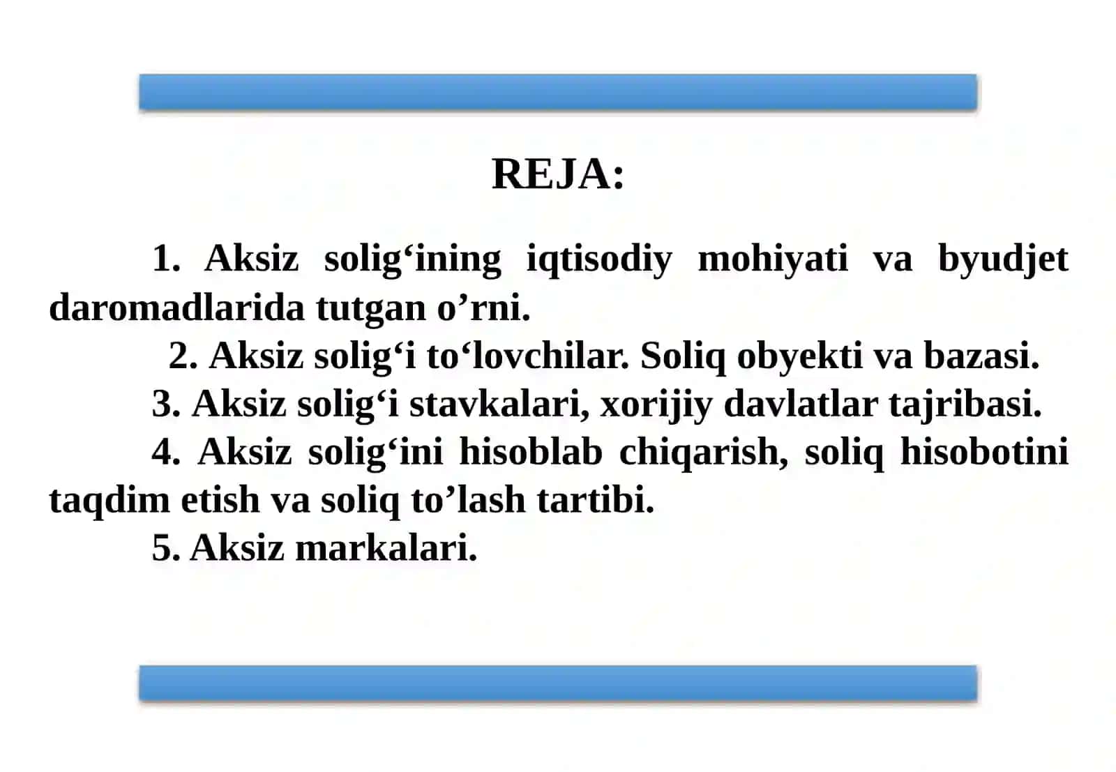 AKSIZ SOLIG‘I 2