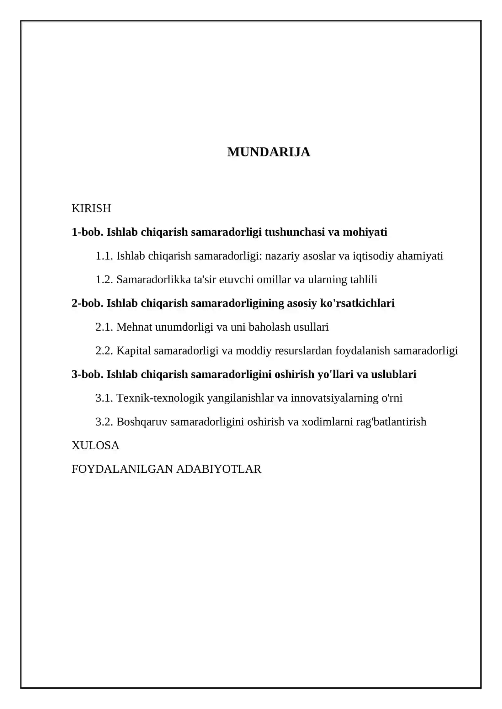 Ishlab chiqarish samaradorligi va uning koʻrsatkichlari 2