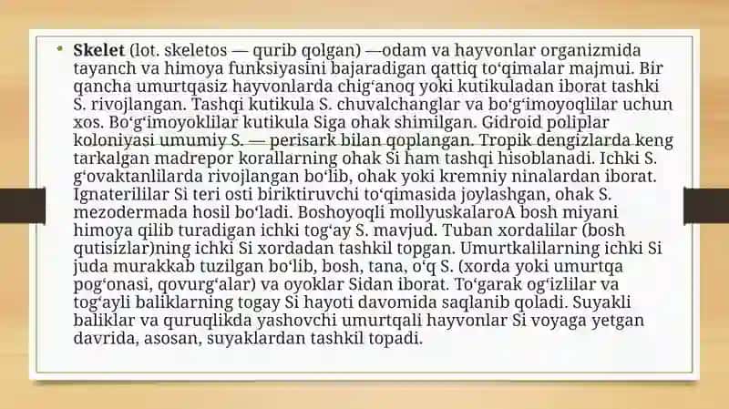Skelet va uning bo'ylamlari haqida ta'limot 2