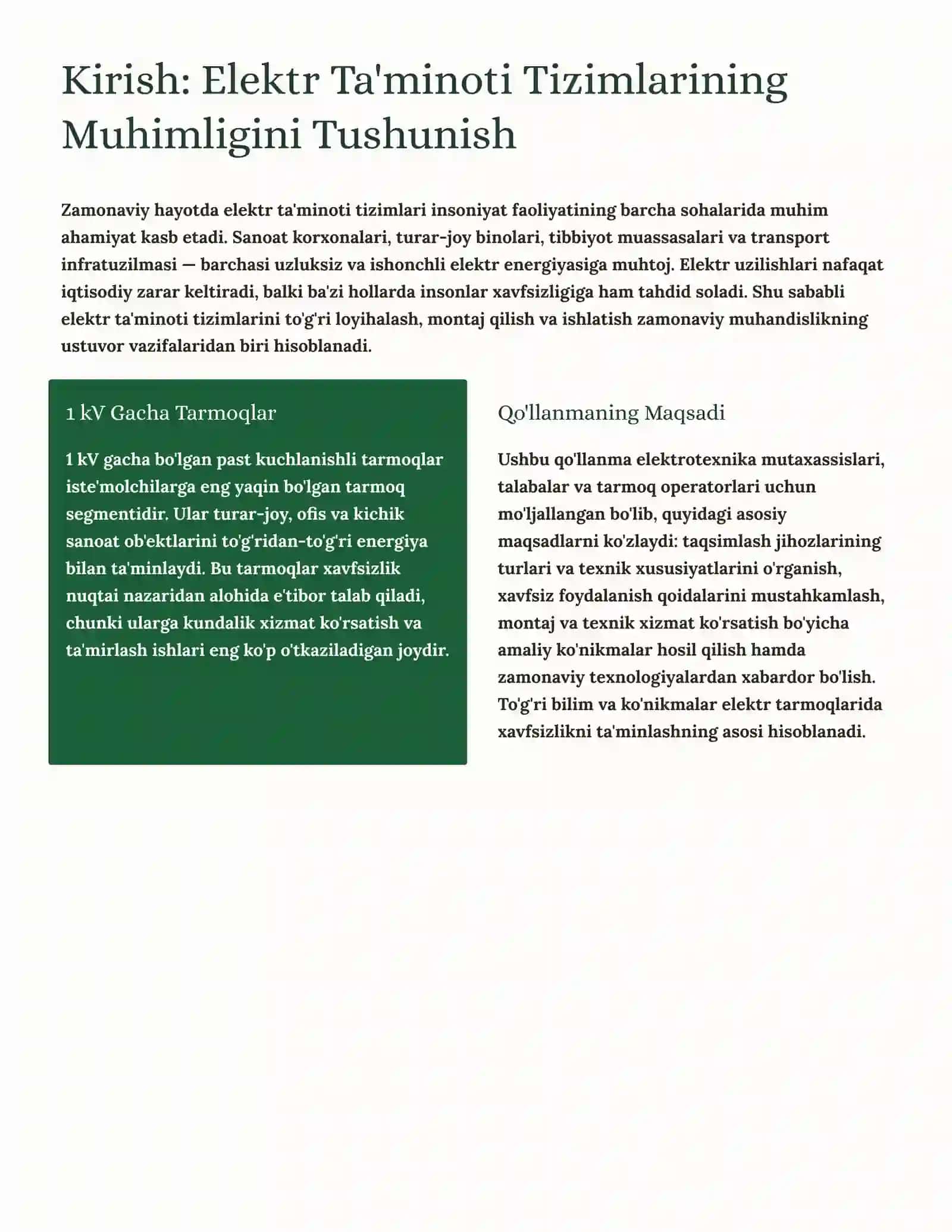 1 kV Gacha Kuchlanishli Elektr Tarmoqlari Taqsimlash Jihozlarini Ishlatish 2
