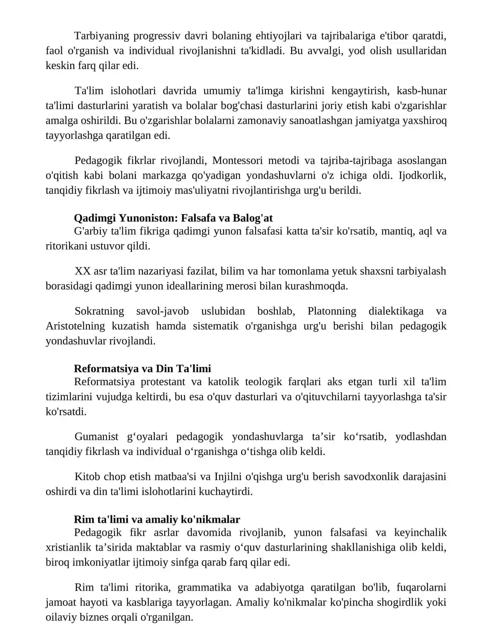 Ta'lim tarbiya va pedagogik fikrlar 2