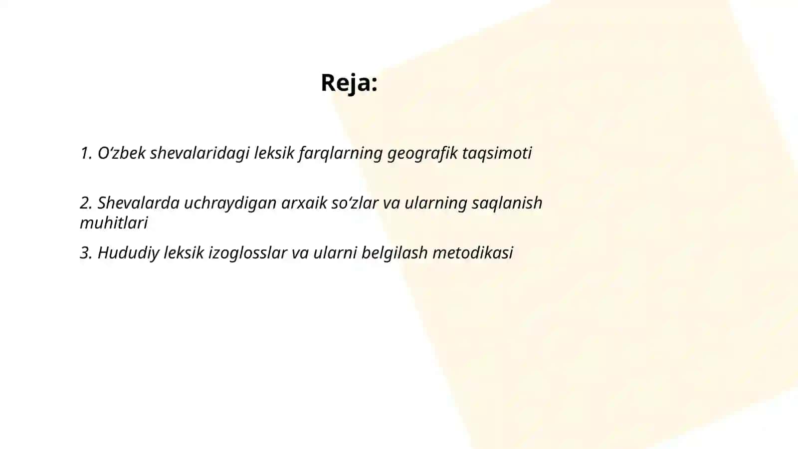 Oʻzbek shevalarining leksik xususiyatlari 2