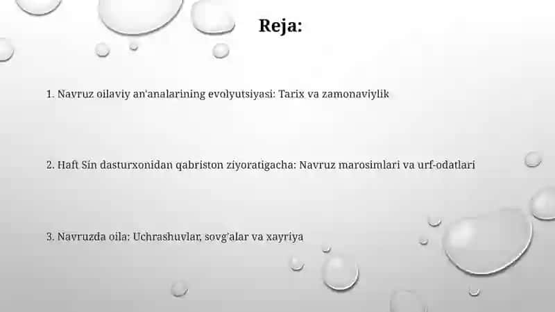 Navro'z bayrami an'analari Oilaviy marosimlar tadriji 2