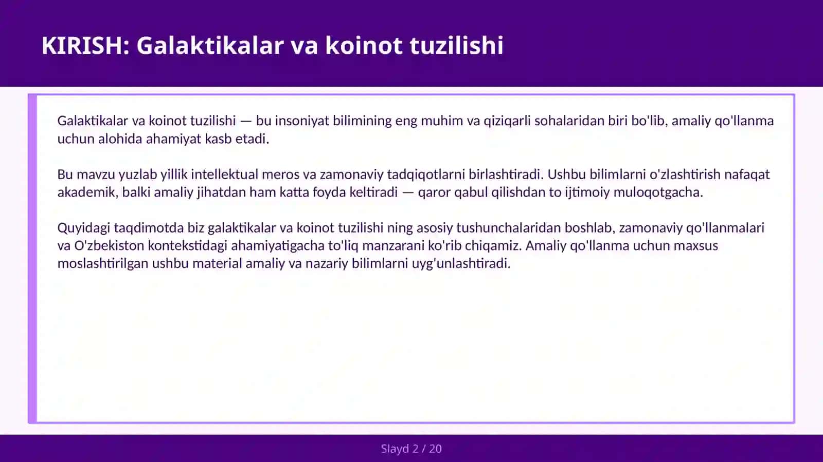 Galaktikalar va koinot tuzilishi 2