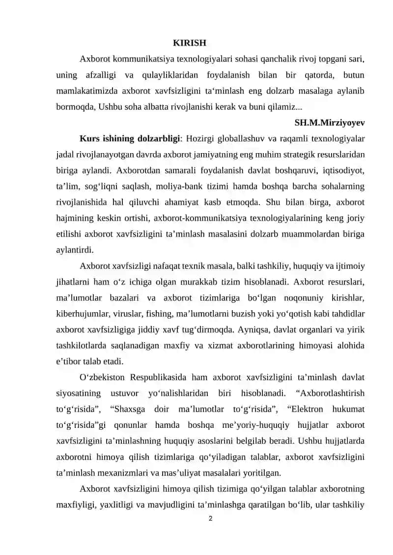 Axborot xavfsizligini himoya qilish tizimiga qo‘yilgan talablar 2
