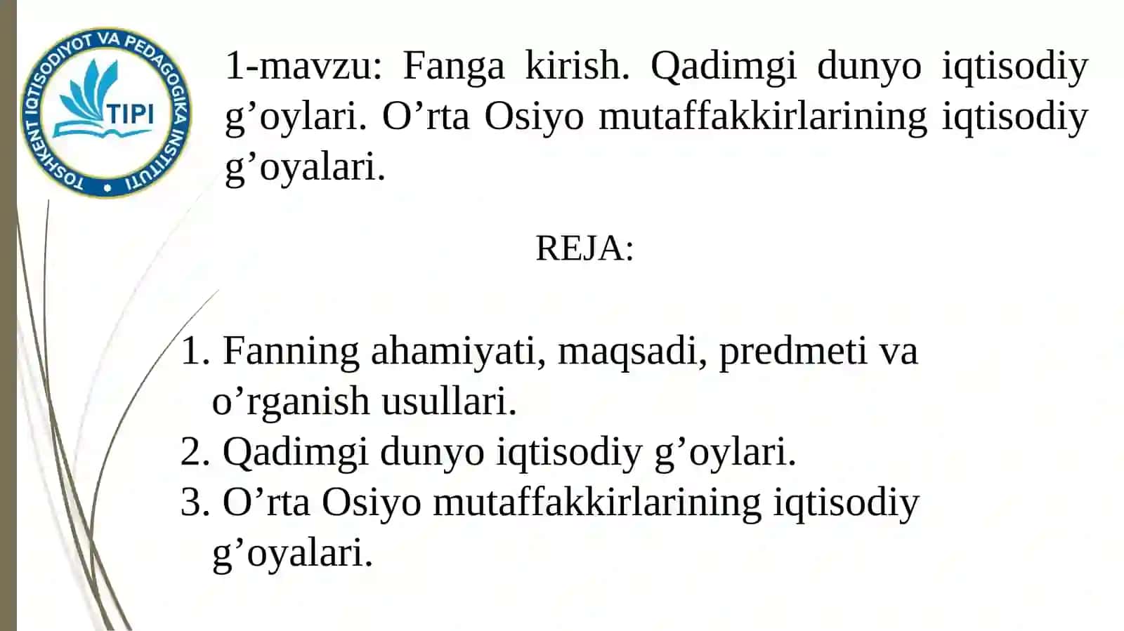 Iqtisodiy ta’limotlar tarixifani 2