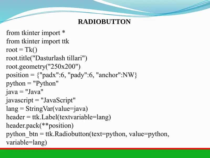 RADIOBUTTON VA COMBOBOX KOMPONENTLARI 2