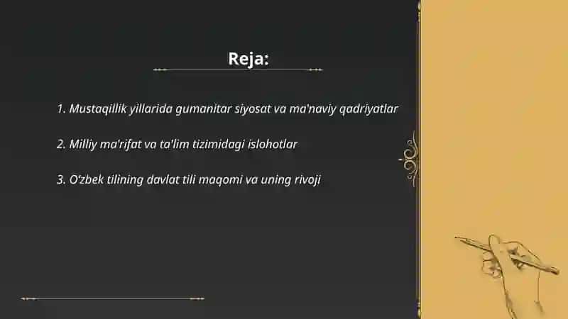 Mustaqillik yillarida O‘zbekistondagi ma'naviy va madaniy taraqqiyot 2