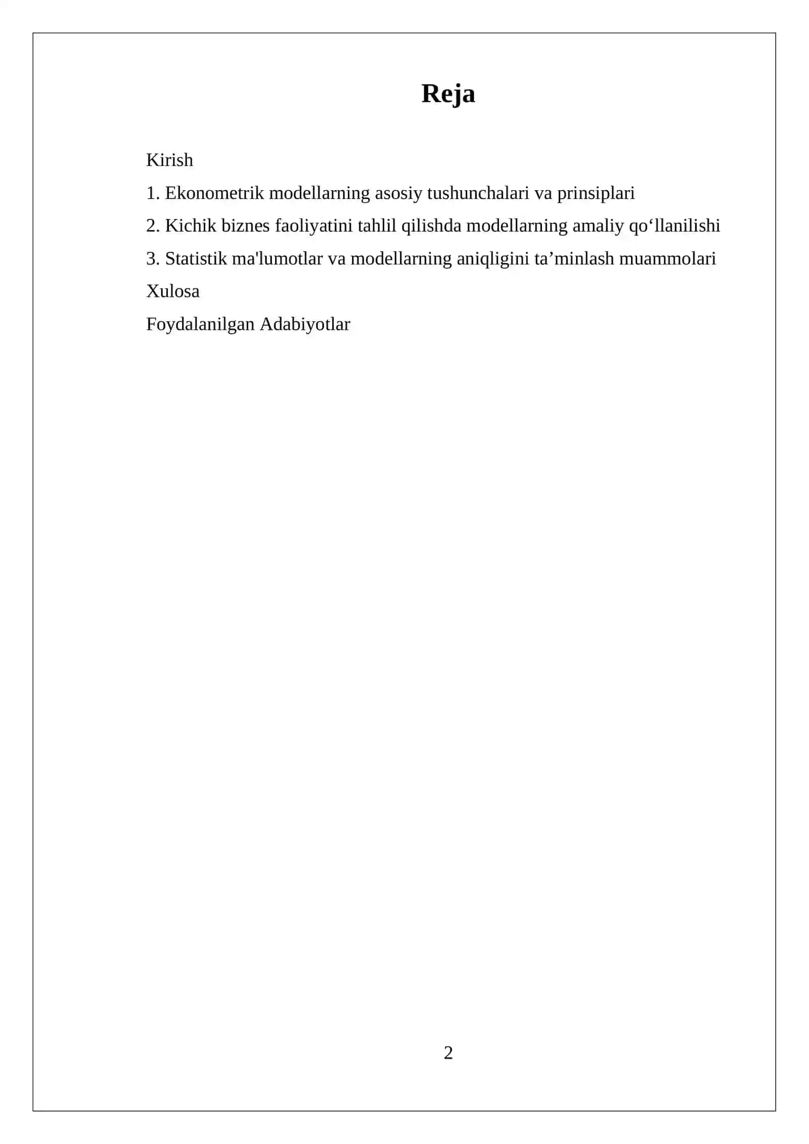 Ekonometrika 2