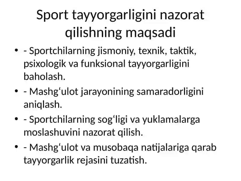 Sport tayyorgarligini nazorat qilish 2