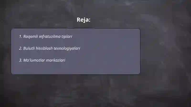 Raqamli infratuzilma tiplari 2