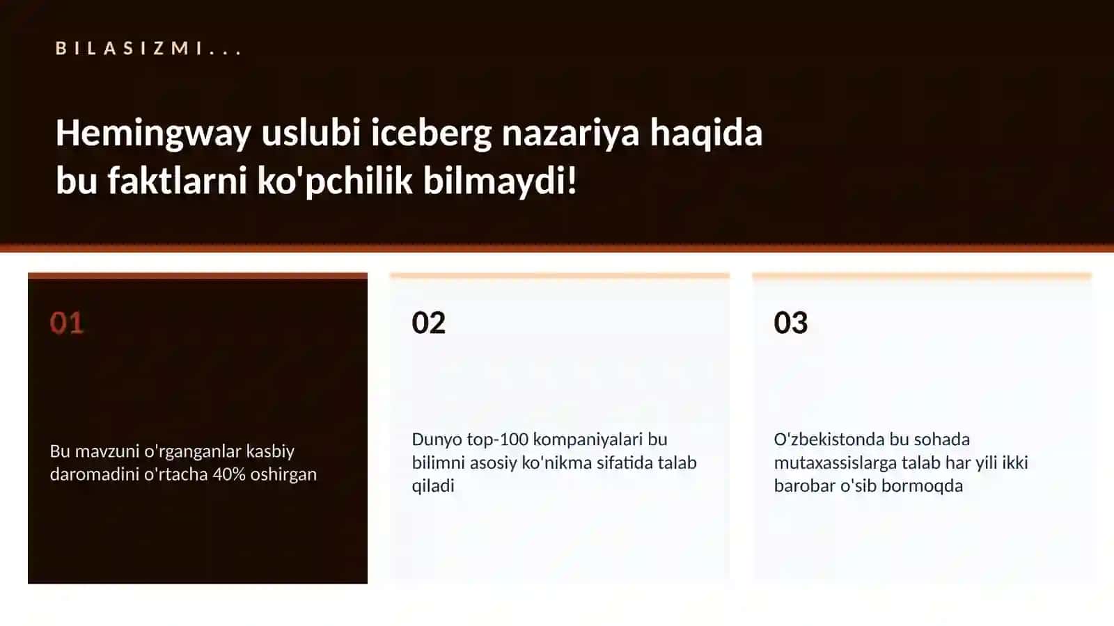 Hemingway uslubi iceberg nazariya 2