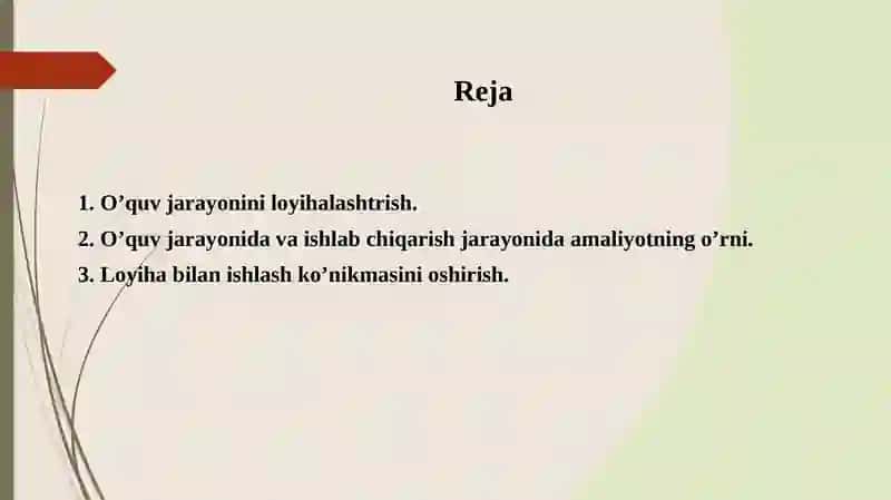Quruvchi mutaxassislar tayyorlashda o'quv jarayonini loyihalashtirish 2