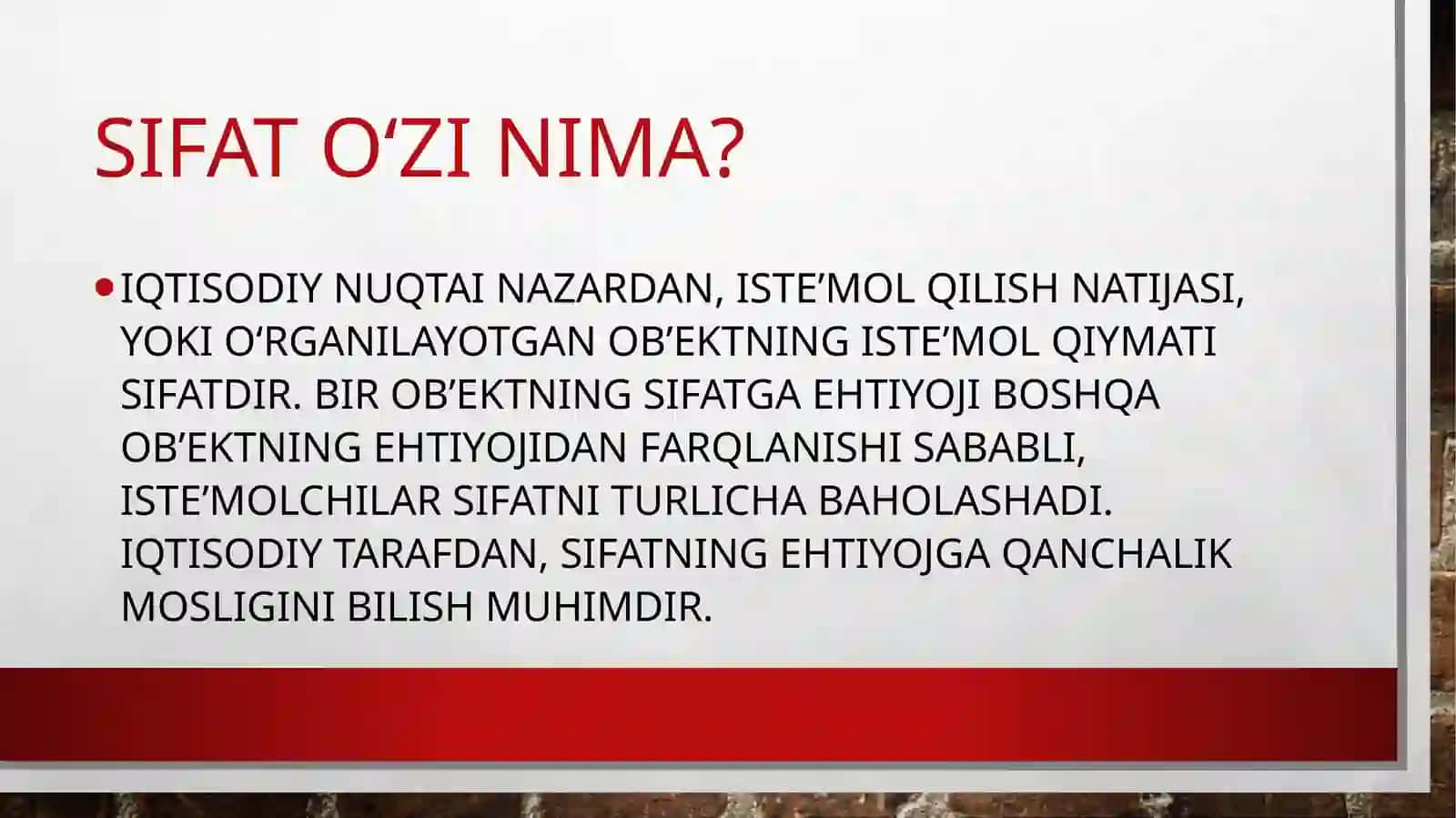 Mahsulot sifati va sifatni boshqarish 2