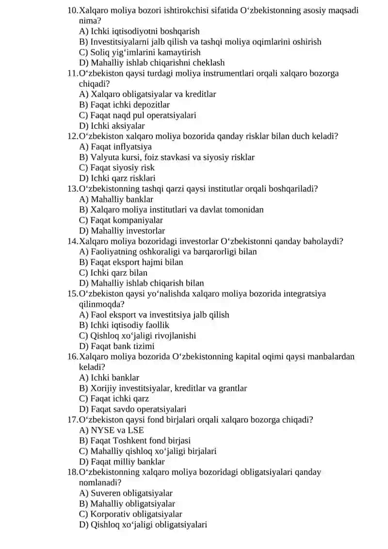Xalqaro moliya bozori 2
