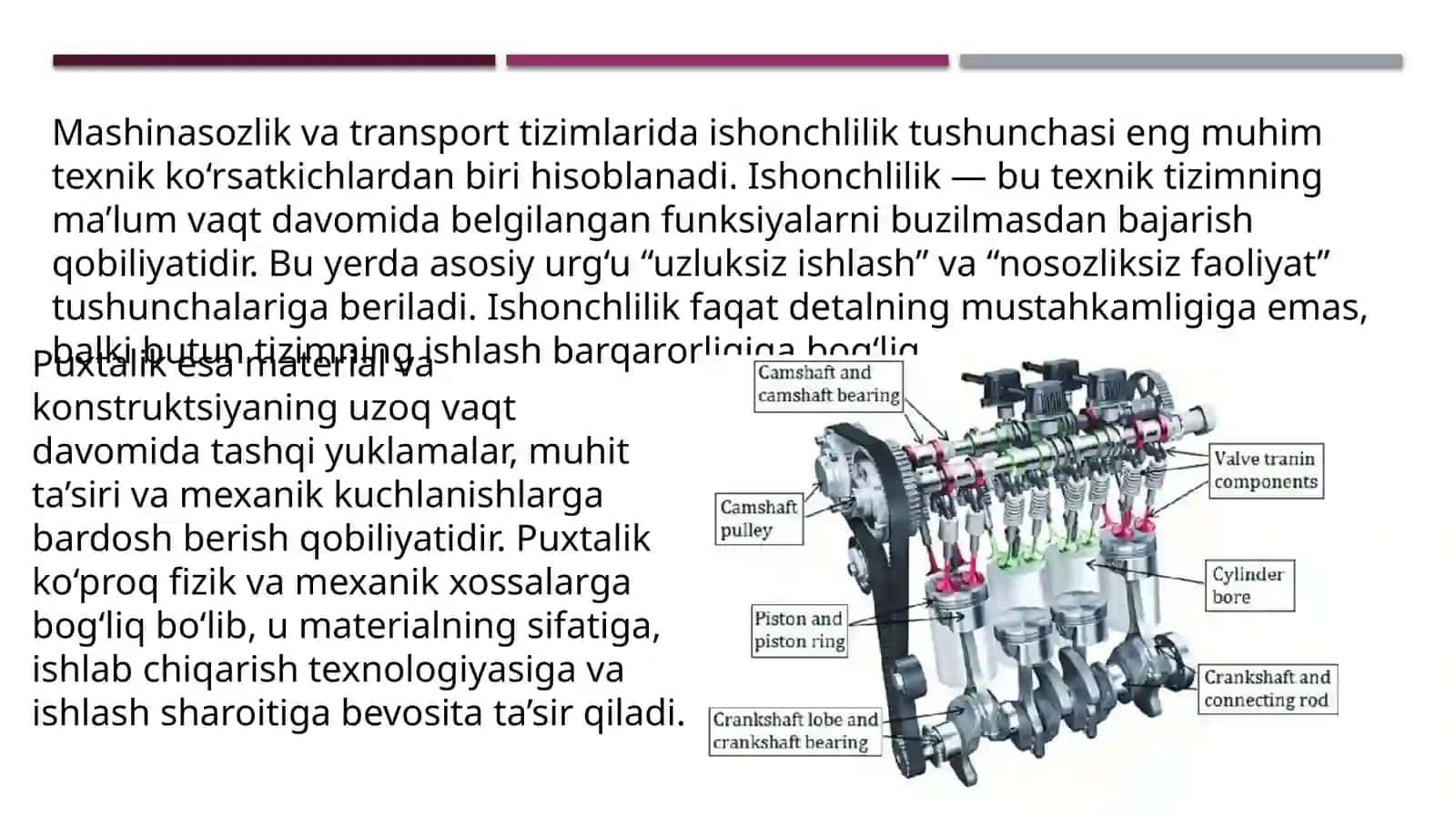 Mashinalar va transport detallarining ishonchliligi va puxtaligi 2