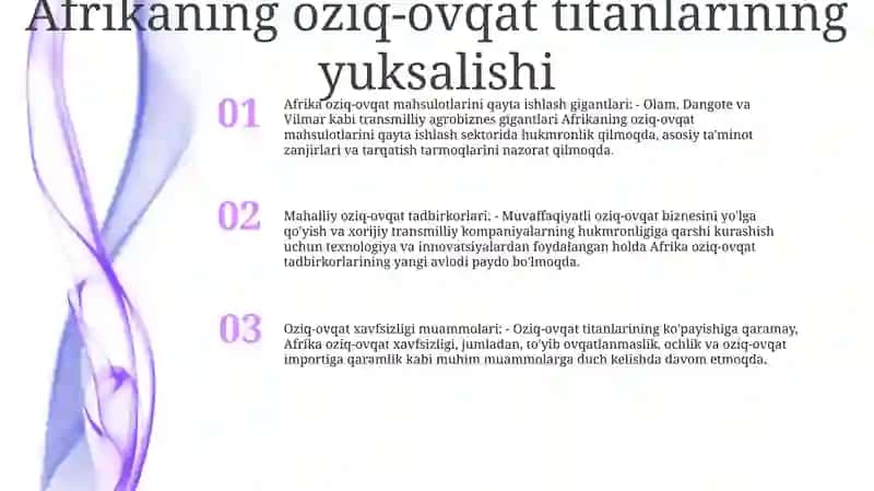 Afrikaning Oziq-Ovqat Sanoati 2