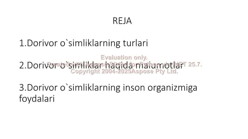 Dorivor o`simliklar haqida malumotlar 2