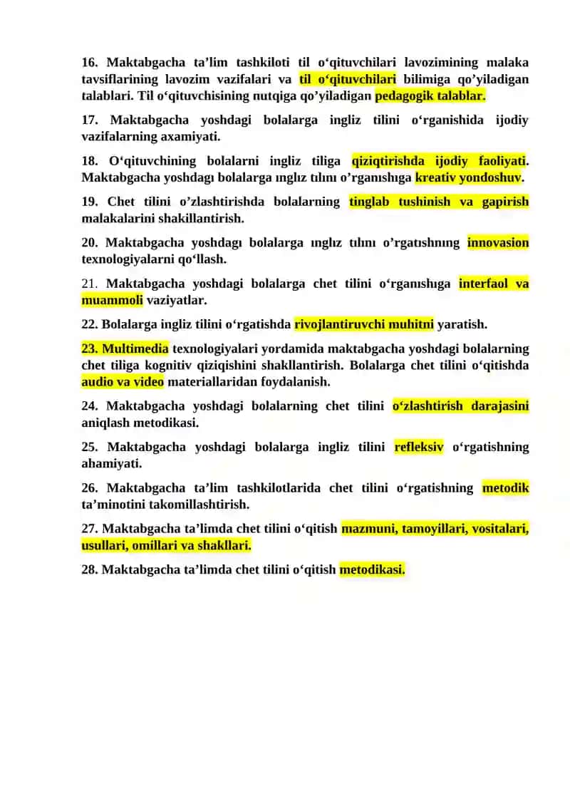 Maktabgacha Yoshlar Uchun Chet Tillarini O'rgatish 2