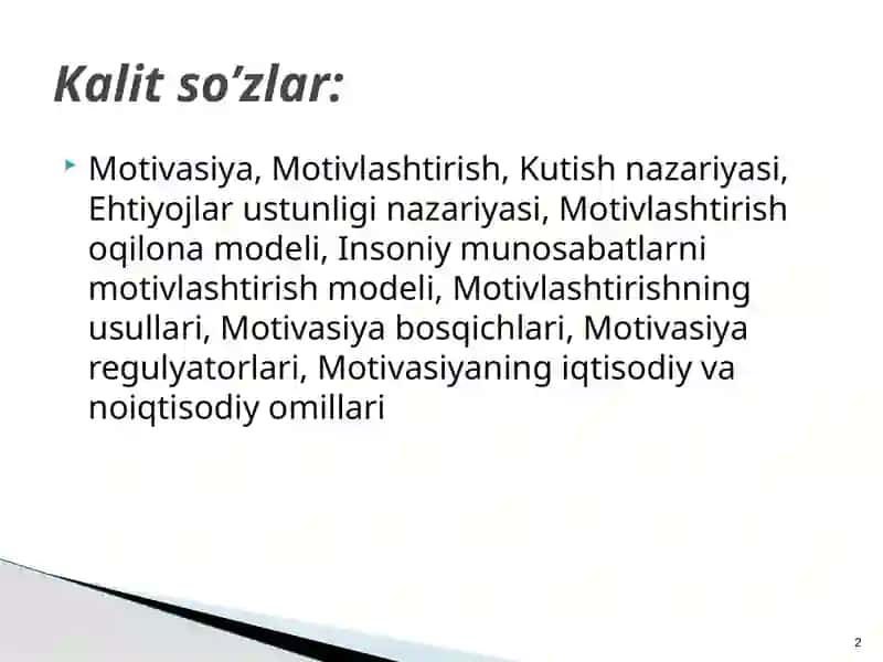 Qishloq xo’jaligida motivlashtirish 2