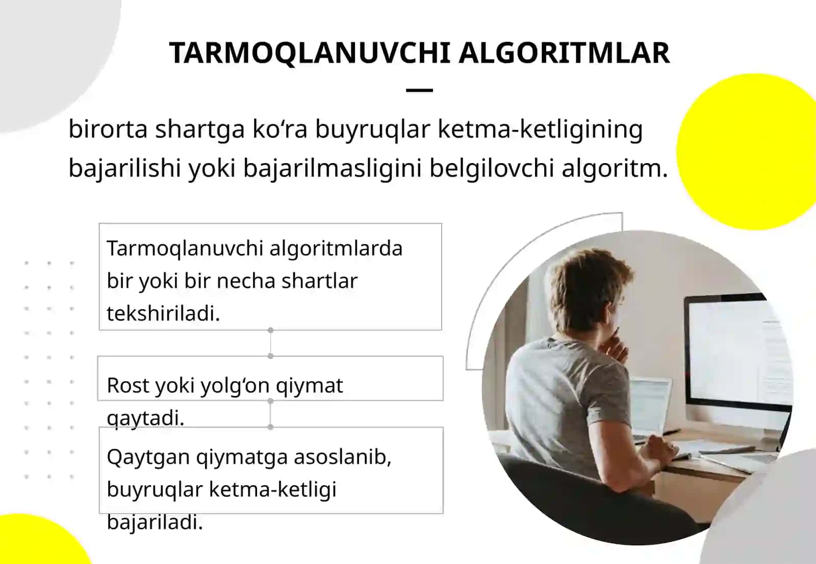 TARMOQLANUVCHI ALGORITMLARNI DASTURLASH 2
