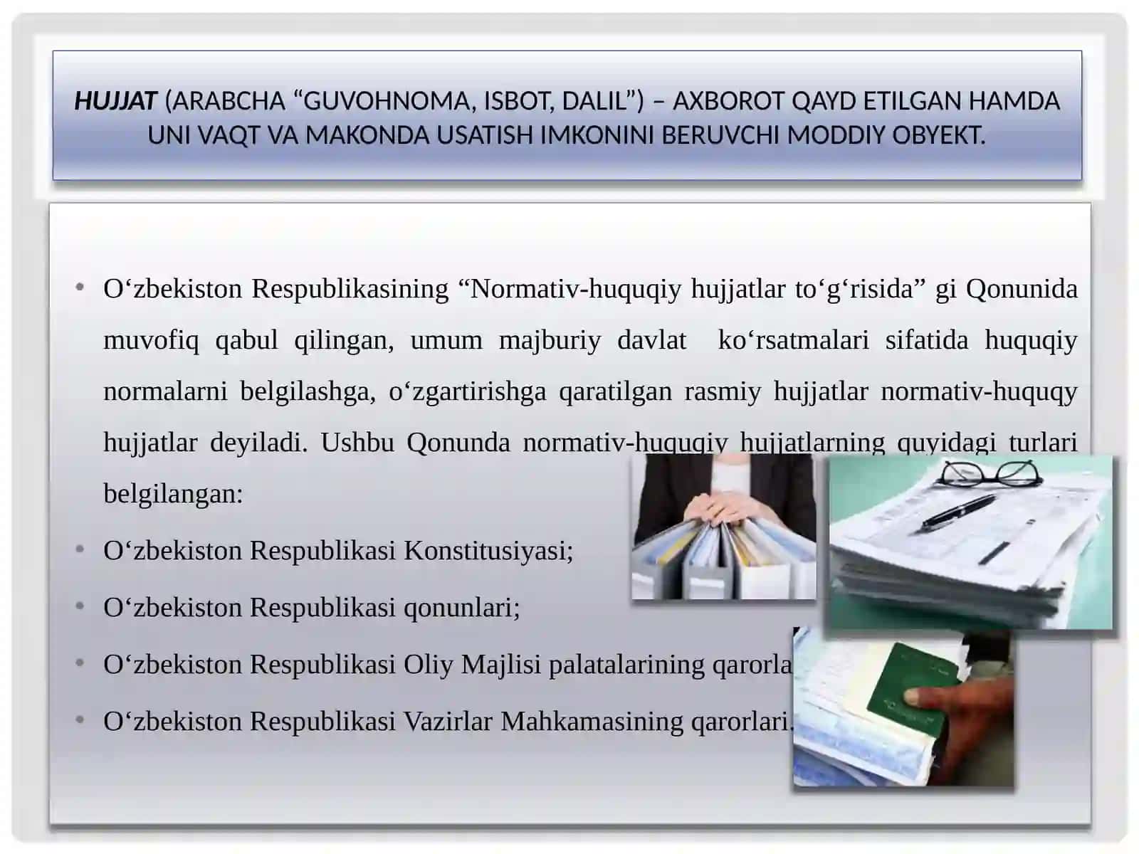 Davlattilida ishyuritish fanidan amaliy mashg'ulot 2
