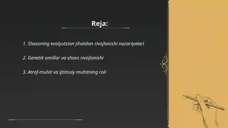 Shaxsning evolyutsion jihatdan rivojlanishi 2