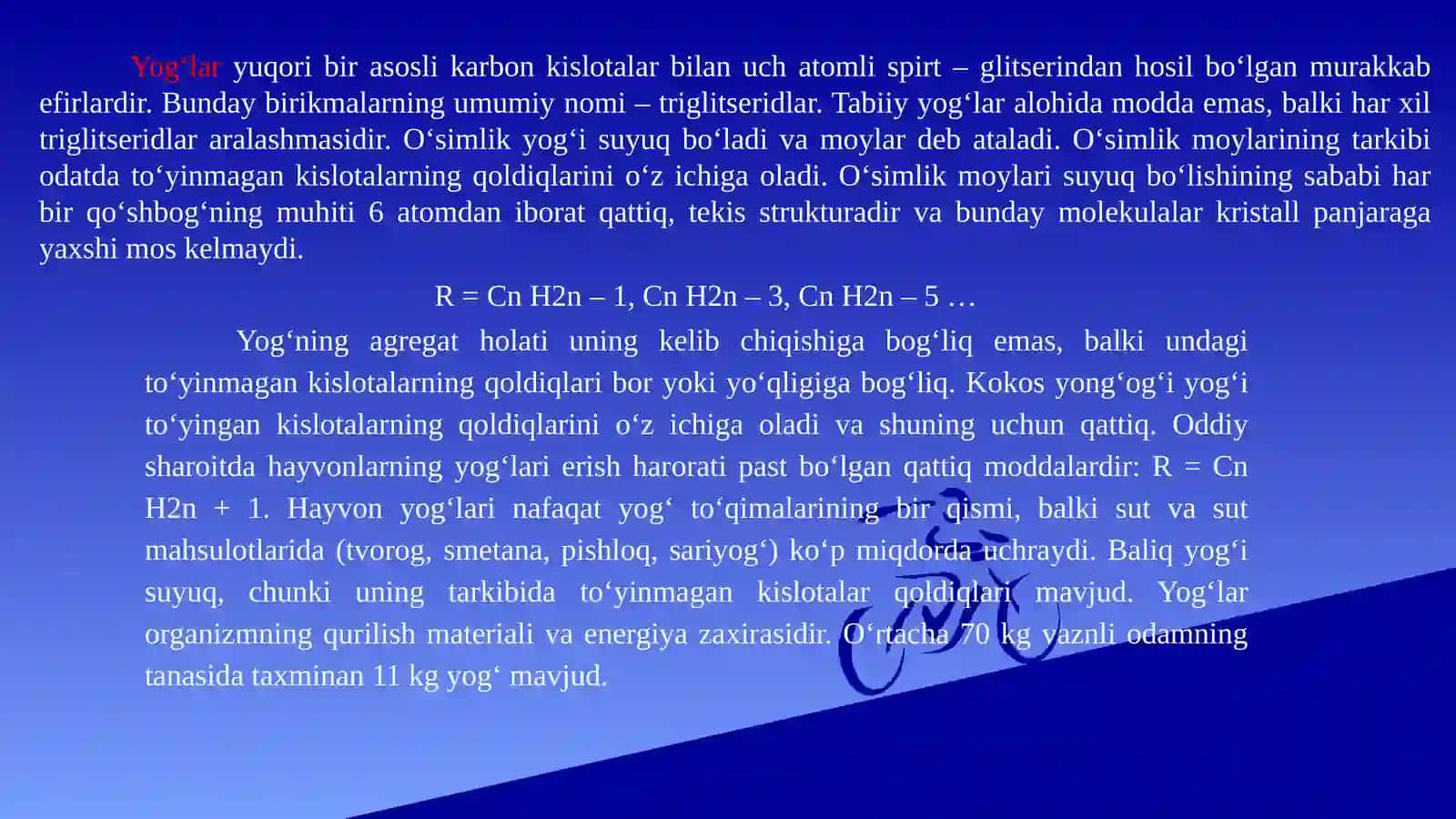 Yog‘lar va moylar tushunchalari 2