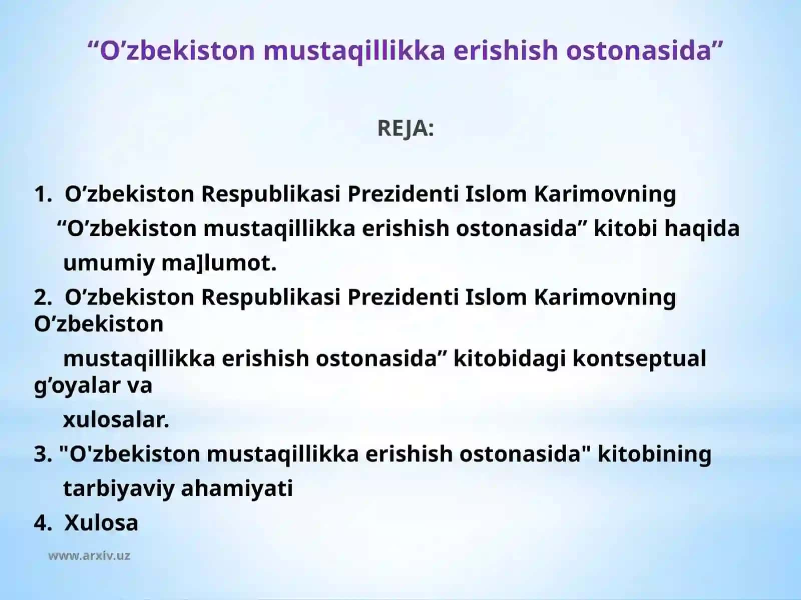 O’zbekiston mustaqillikka erishish ostonasida 2