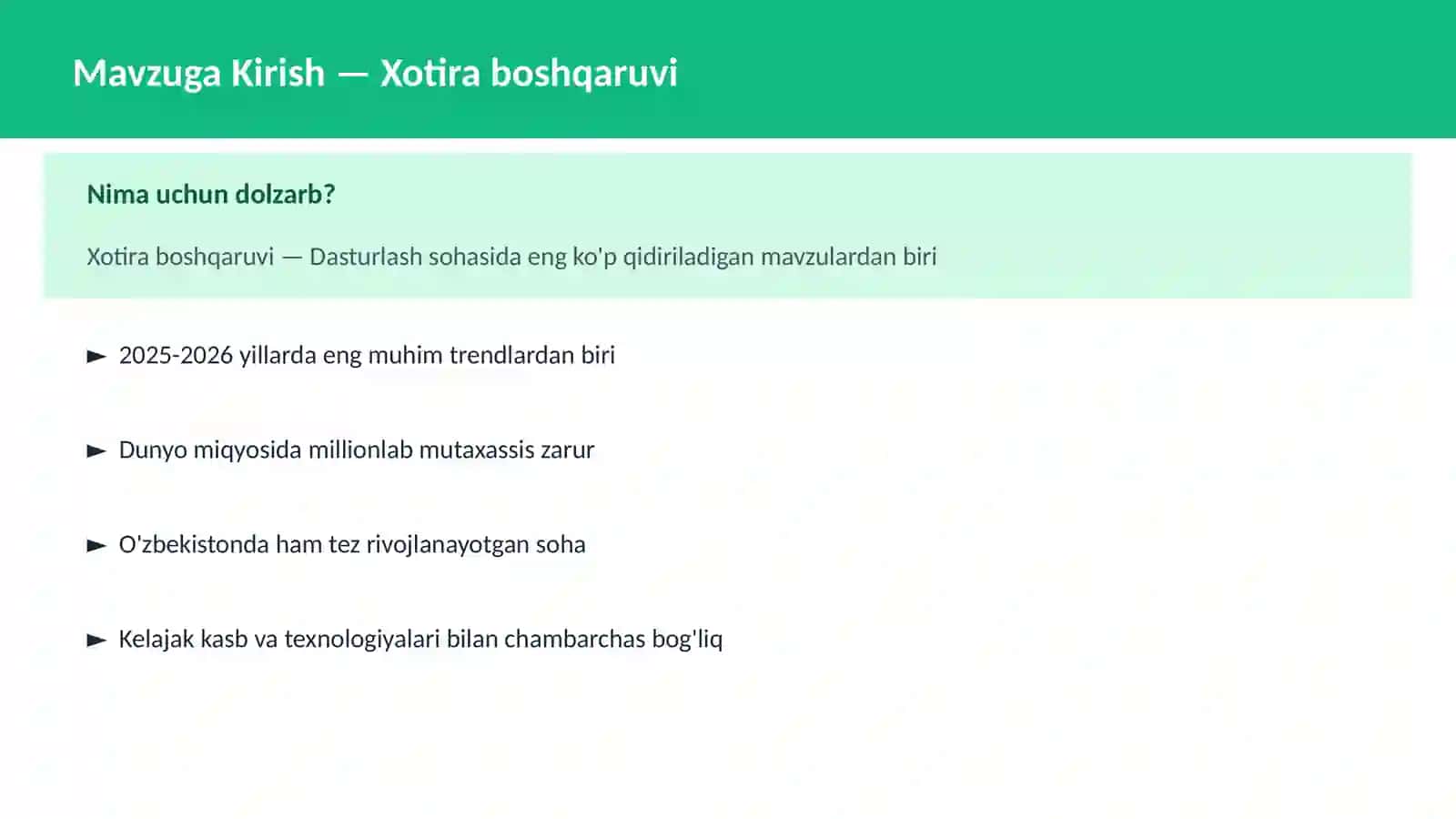 Xotira boshqaruvi 2