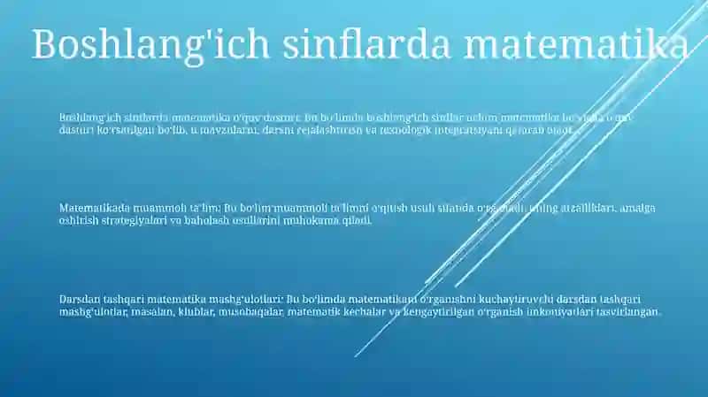 Boshlang‘ich sinflarda matematika o‘quv dasturi 2