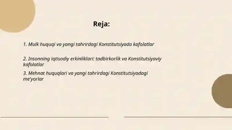 Yangi tahrirdagi Konistitutsiyada Iqtisodiy huquqlar 2