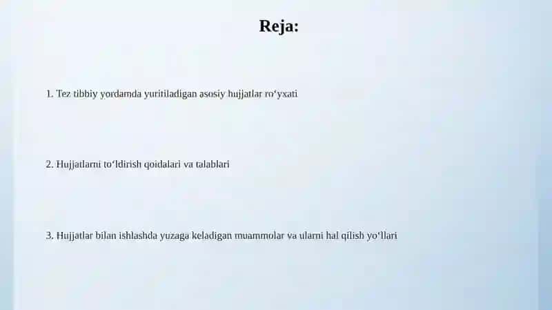 Tez tibbiy yordamda yuritiladigan hujjatlar 2