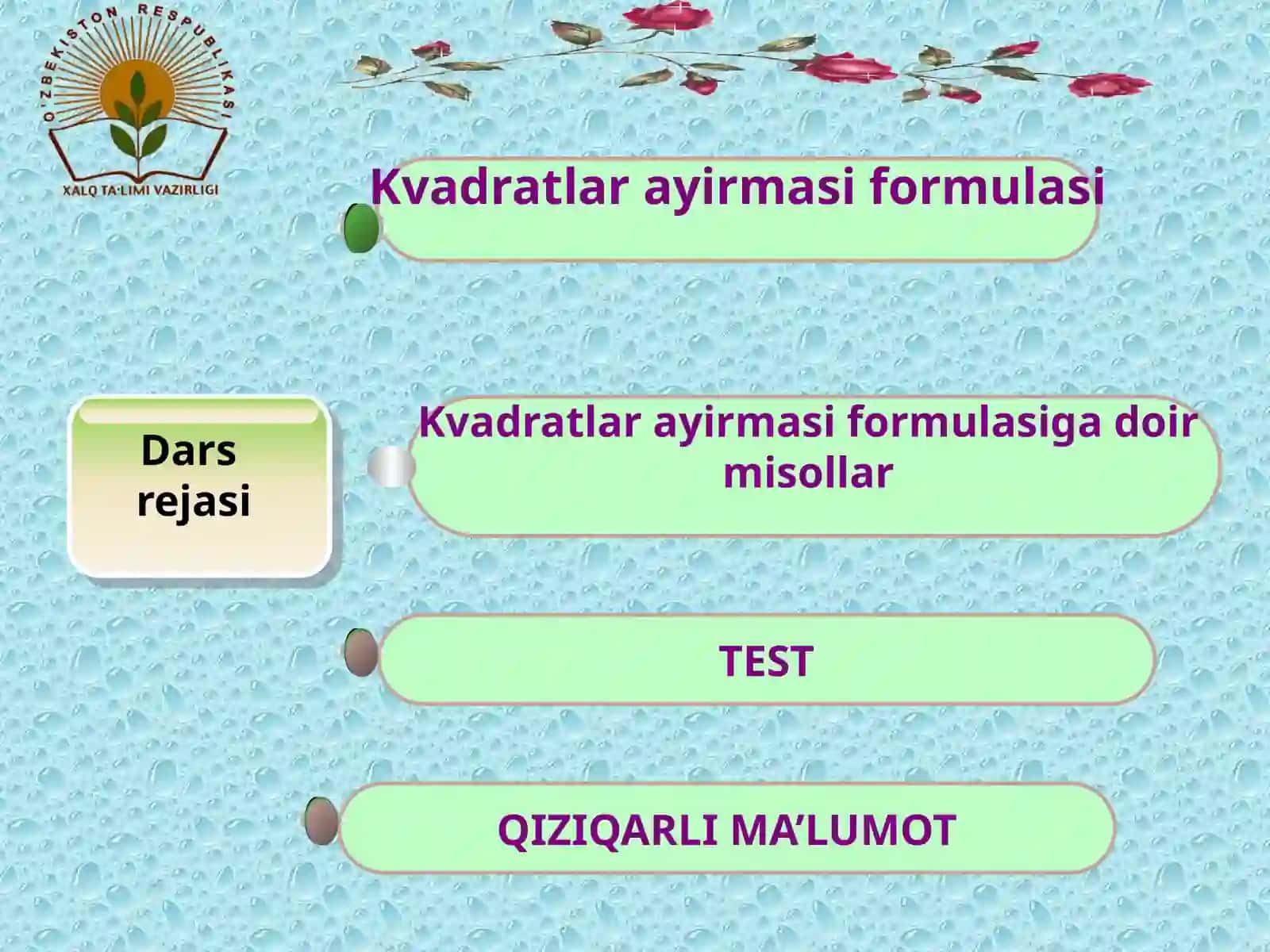 KVADRATLAR AYIRMASI FORMULASI 2