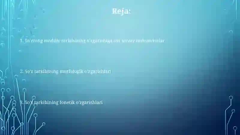 Zamonaviy o'zgarishlar 2