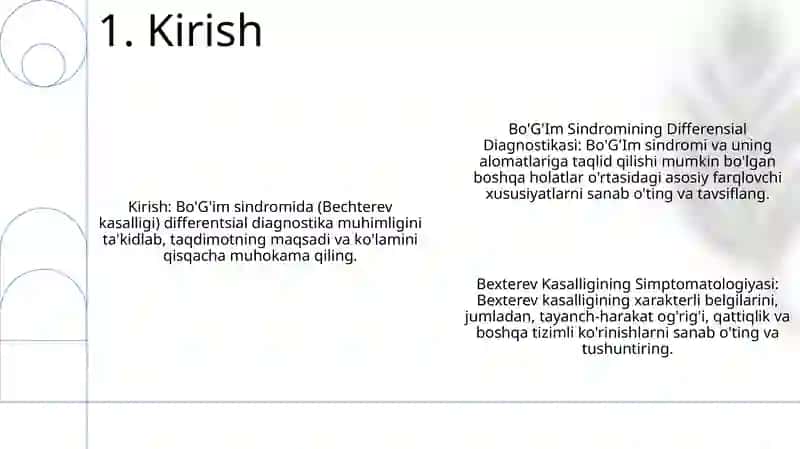 Bo'G'Im Sindromining Differensial Diagnostikasi, Bexterev Kasalligining Simptomatologiyasi 2